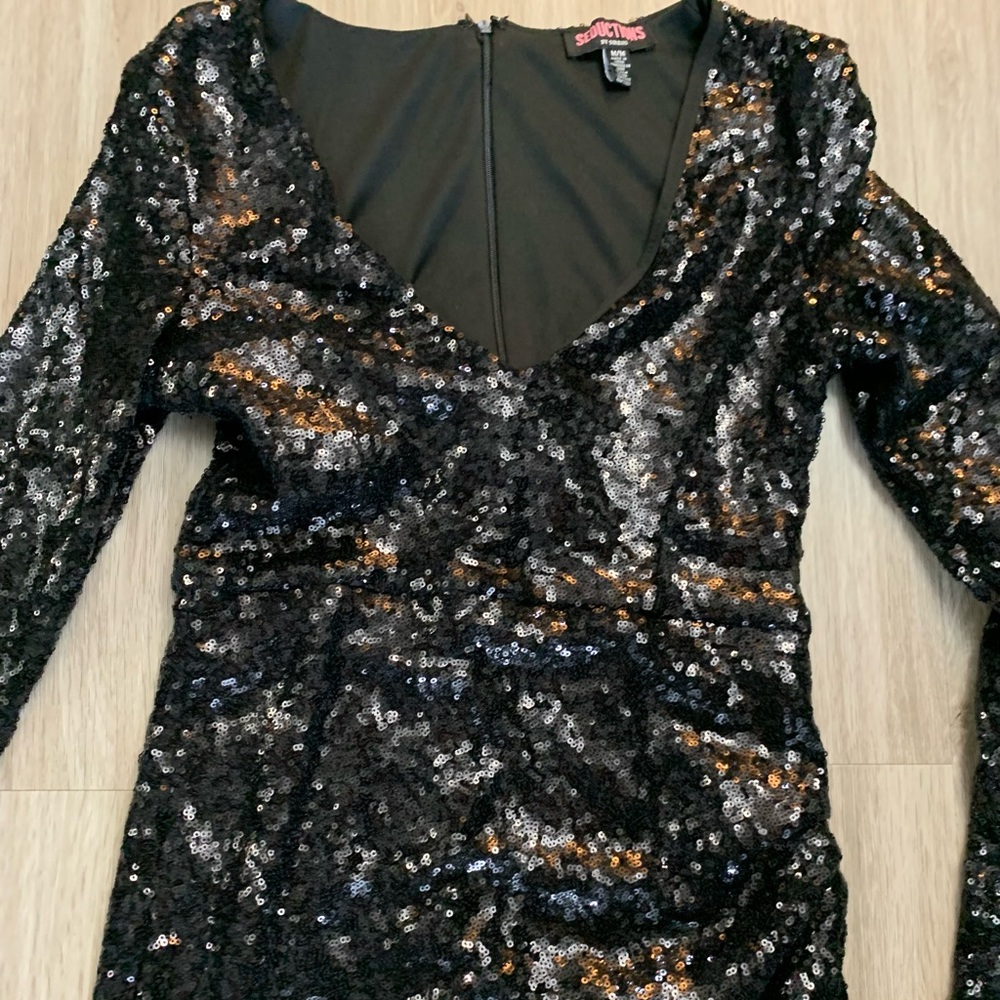 Black palette mini dress long sleeve - Picture 3 of 4